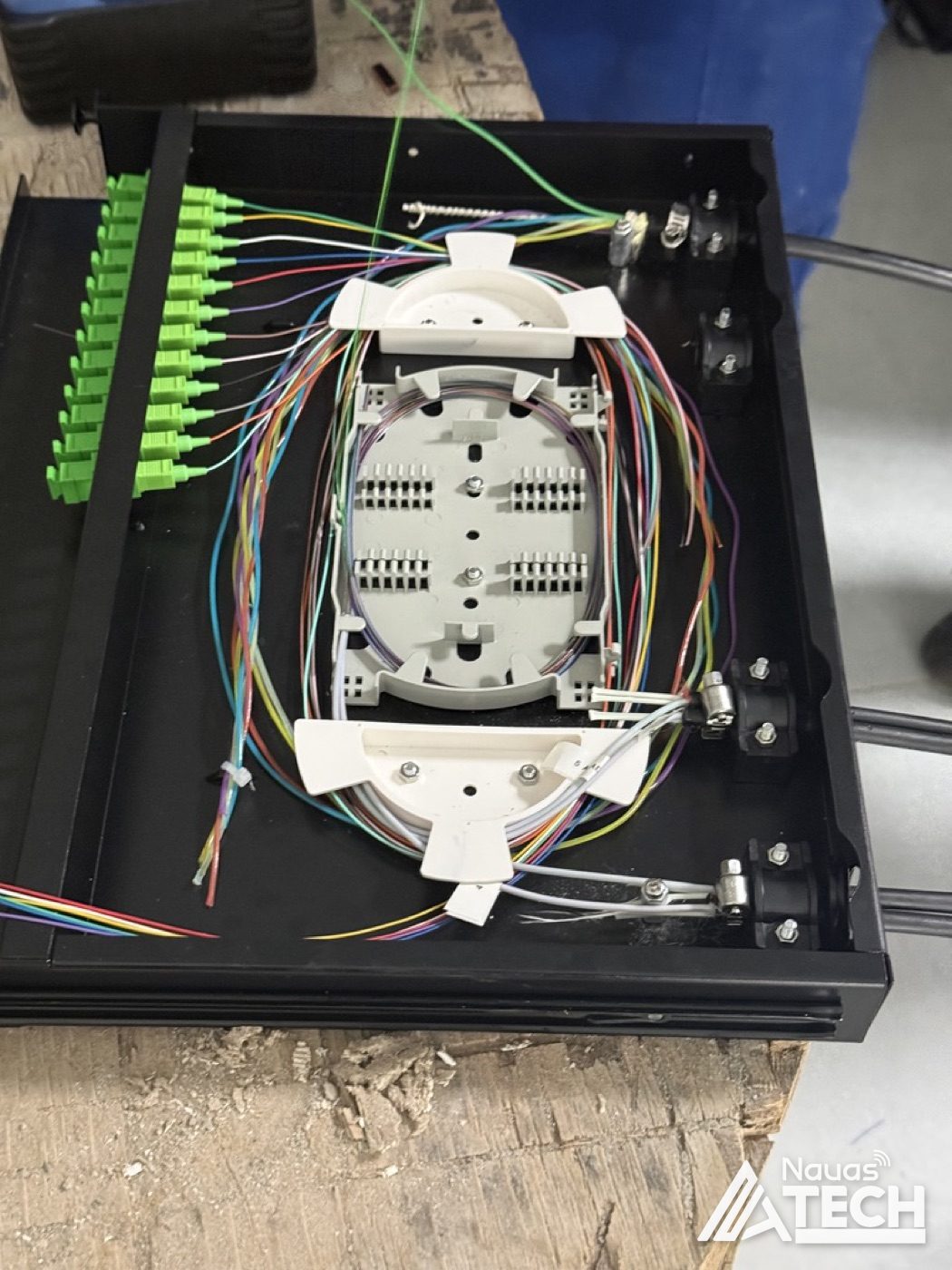 Preparação da emenda de fibra óptica — Polícia Federal, Cruzeiro do Sul